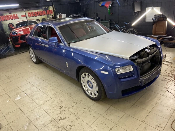 Оклейка RR Royce Ghost в черный сатин